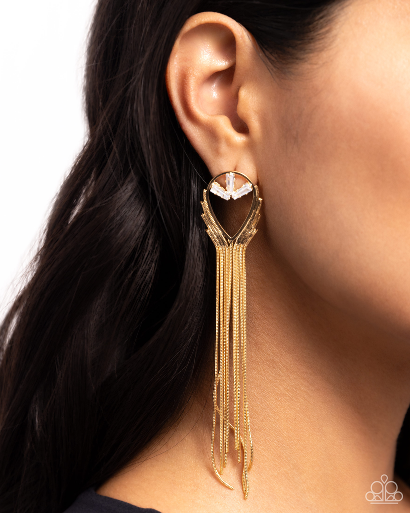 Elongated Effervescence - Gold Earrings Paparazzi 