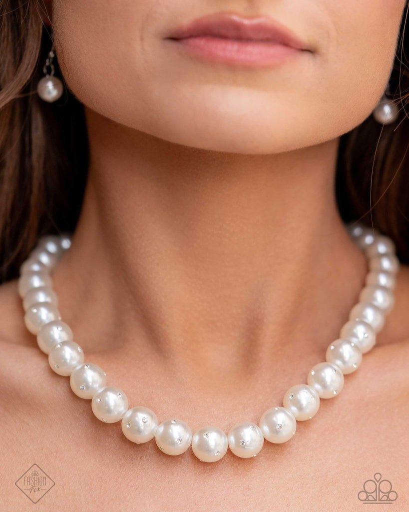 Dashing Definition - White (Silver)Pearl Necklace Paparazzi 