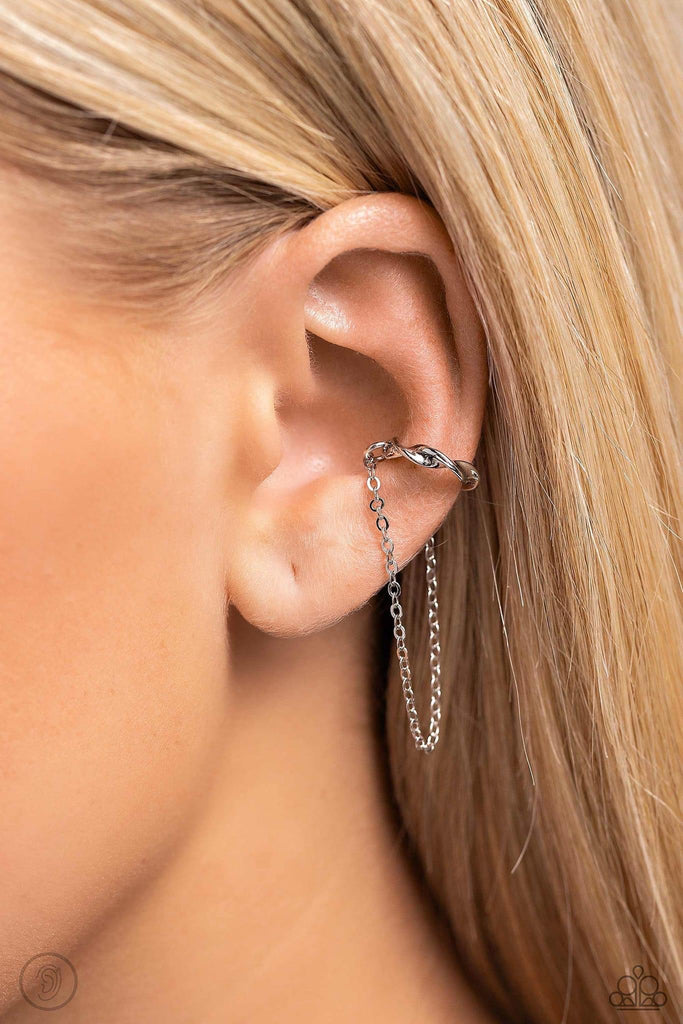 CUFF Hanger - Silver Cuff Earrings Paparazzi 