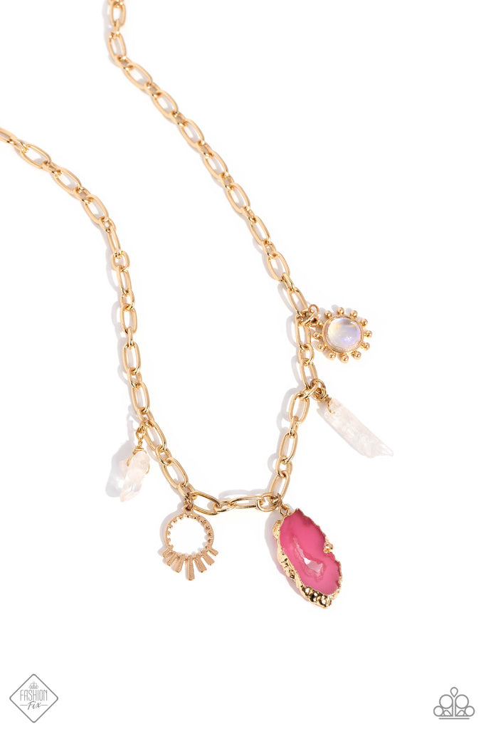 Geode Glam - Pink (Gold) Necklace Paparazzi 