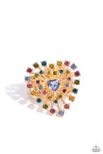 Bewitching Beau - Multi Rhinestone Heart Ring Paparazzi Accessories