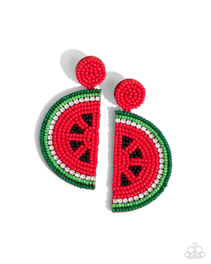 Watermelon Welcome - Red Earrings Paparazzi Accessories