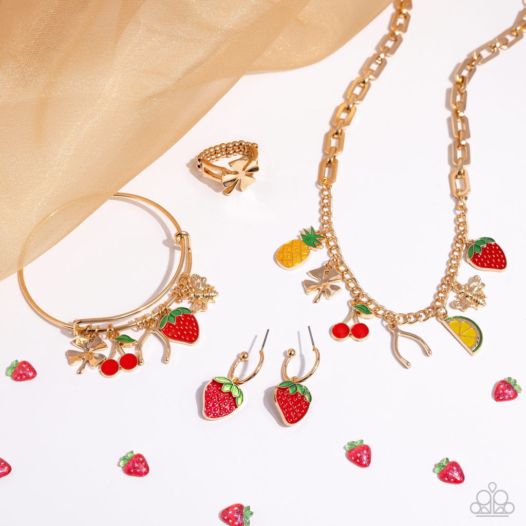 Fashionable Fruit - Gold Earring Paparazzi 