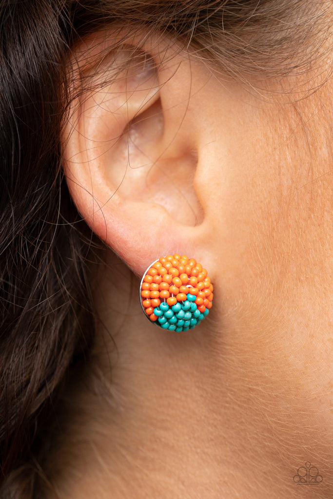 As Happy As Can BEAD - Orange Seed Bead Earring Paparazzi 