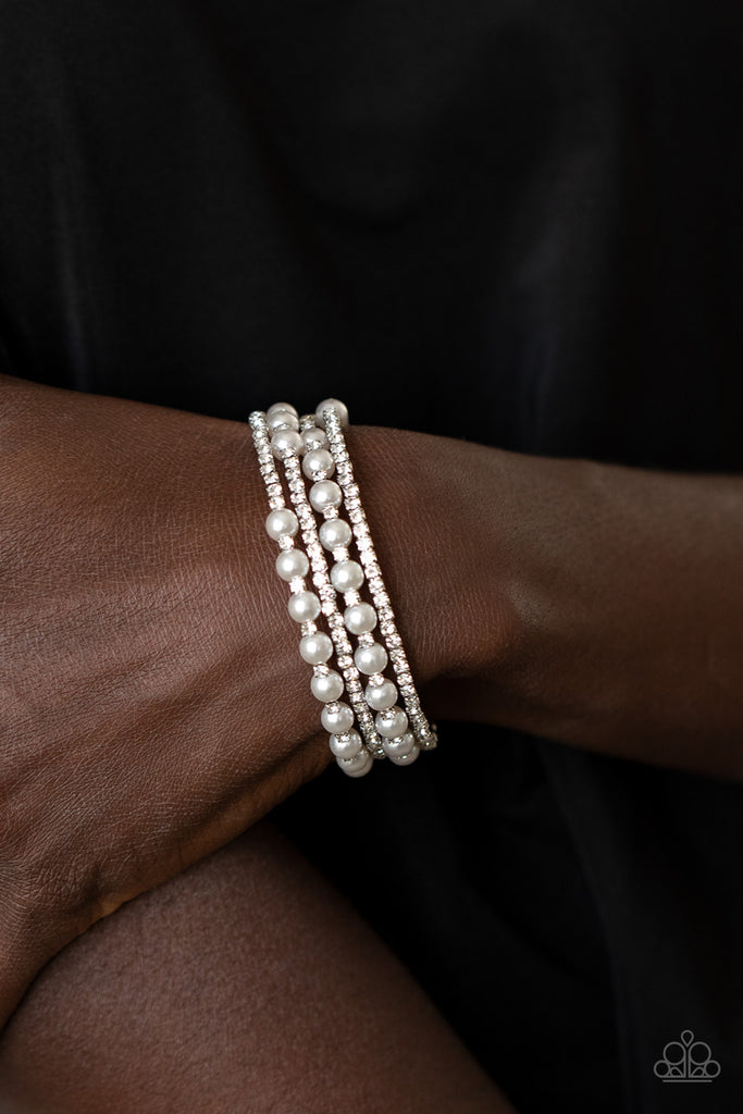 Starry-Strut-White Pearl Bracelet Paparazzi 