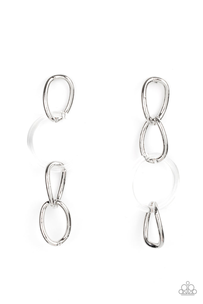 Talk In Circles - White (Silver) Earrings Paparazzi