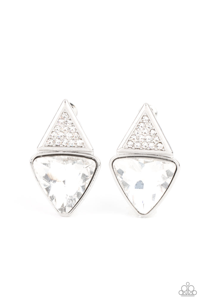 Risky Razzle - White (Silver) Earrings Paparazzi 