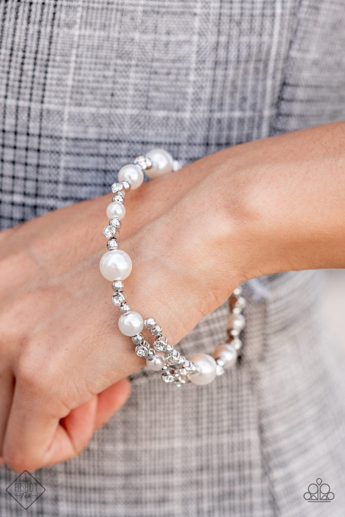 Chicly Celebrity - White Pearl Coil Bracelet Paparazzi