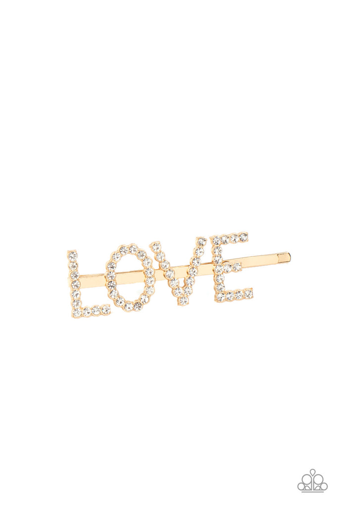 All You Need Is Love - Gold Hair Clip-Paparazzi Accessories