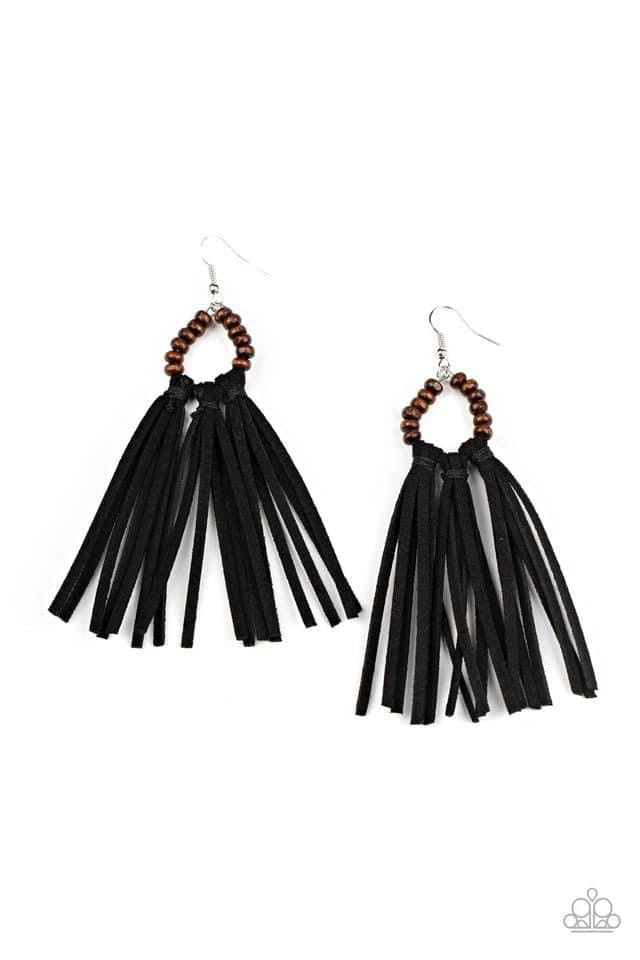 Easy To PerSUEDE - Black Earring Paparazzi