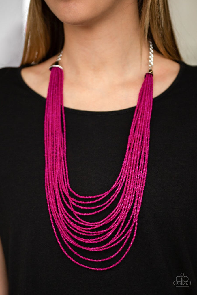Peacefully Pacific Seed Beads Necklace - Pink-Paparazzi Accessories