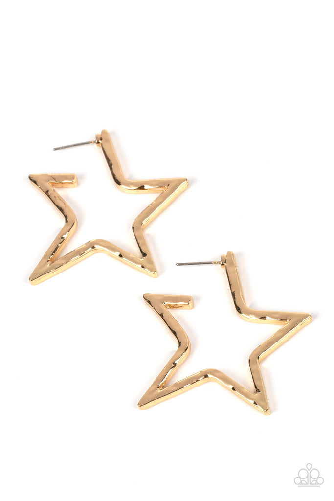 All Star Attitude - Gold Earrings Paparazzi 