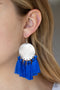 Tassel Tribute - Blue Earring-Paparazzi Accessories