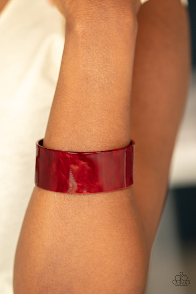 Glaze Over - Red Cuff Bracelet- Paparazzi Accessories