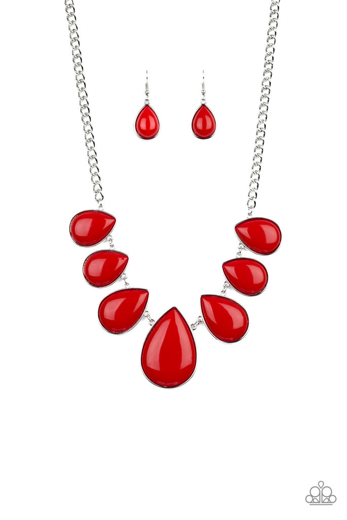 Drop Zone Necklace - Red-Paparazzi Accessories