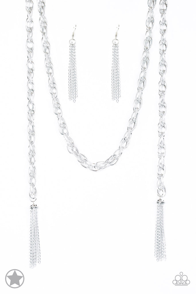 SCARFed for Attention - Silver Necklace-Paparazzi Accessories