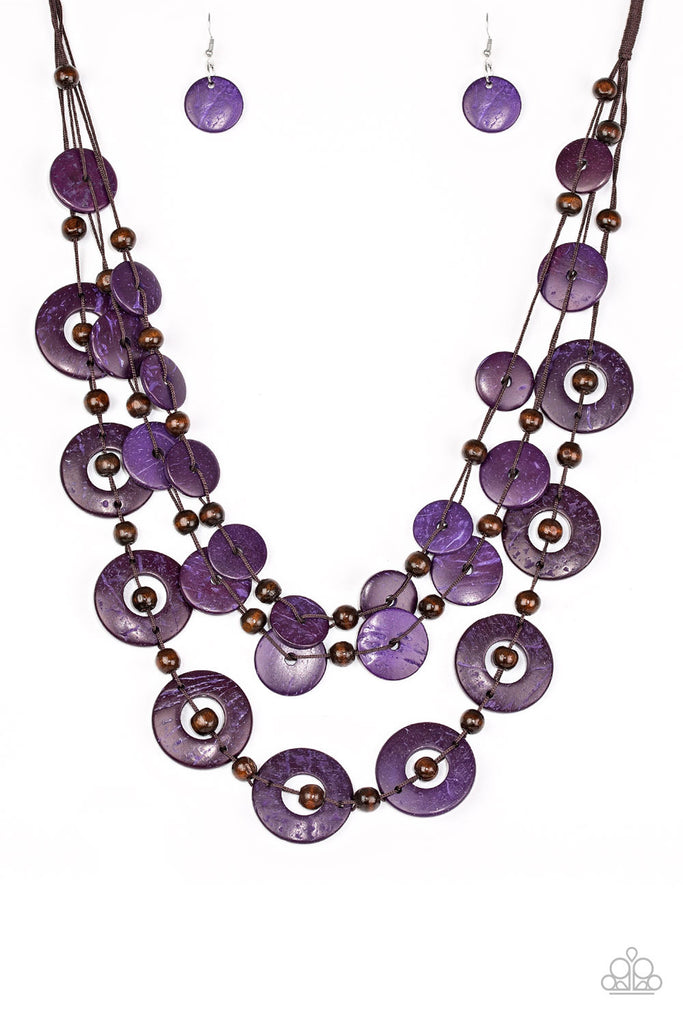 Catalina Coastin Wood Necklace - Purple Wood Necklace -Paparazzi 