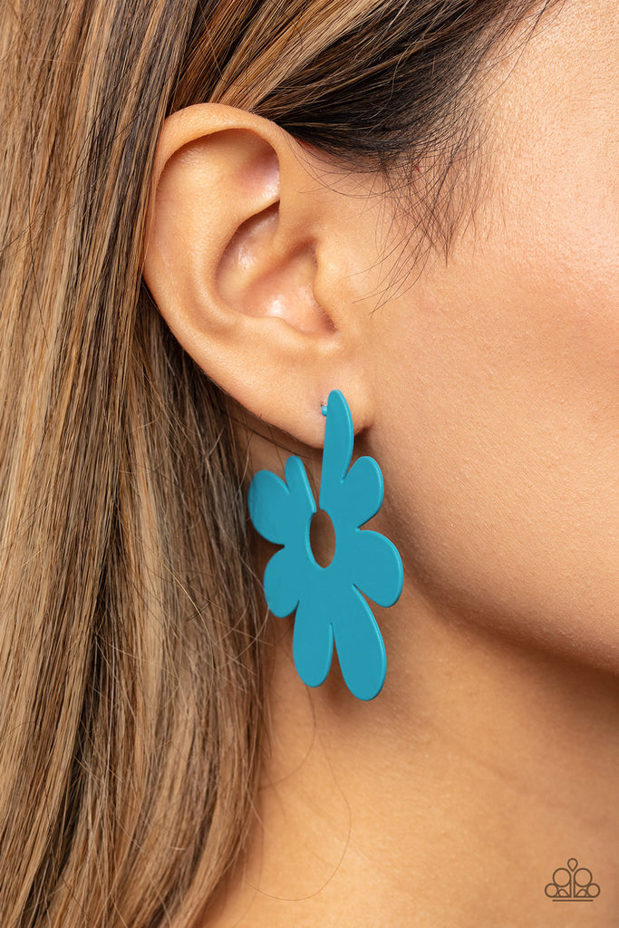 Flower Power Fantasy - Blue Earrings Paparazzi 