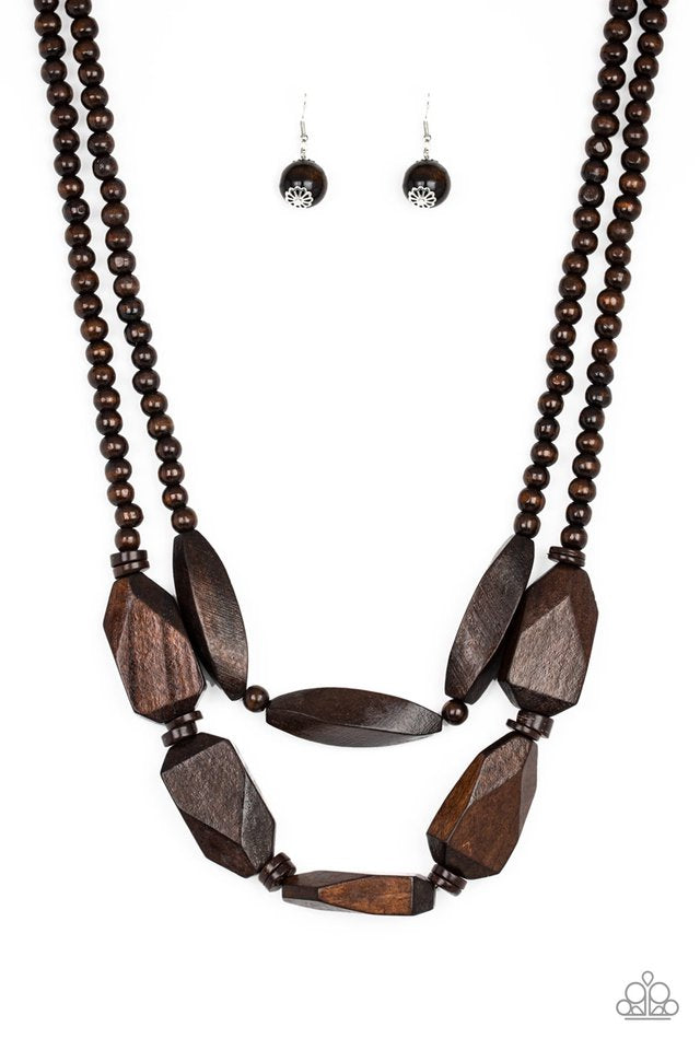 Tropical Heat Wave - Brown Wood Necklace Paparazzi Accessories