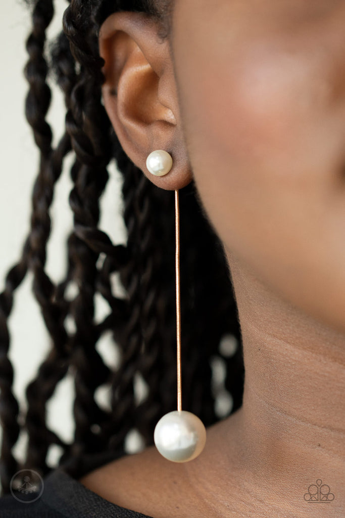 Extended Elegance - Gold Pearl Earring Paparazzi