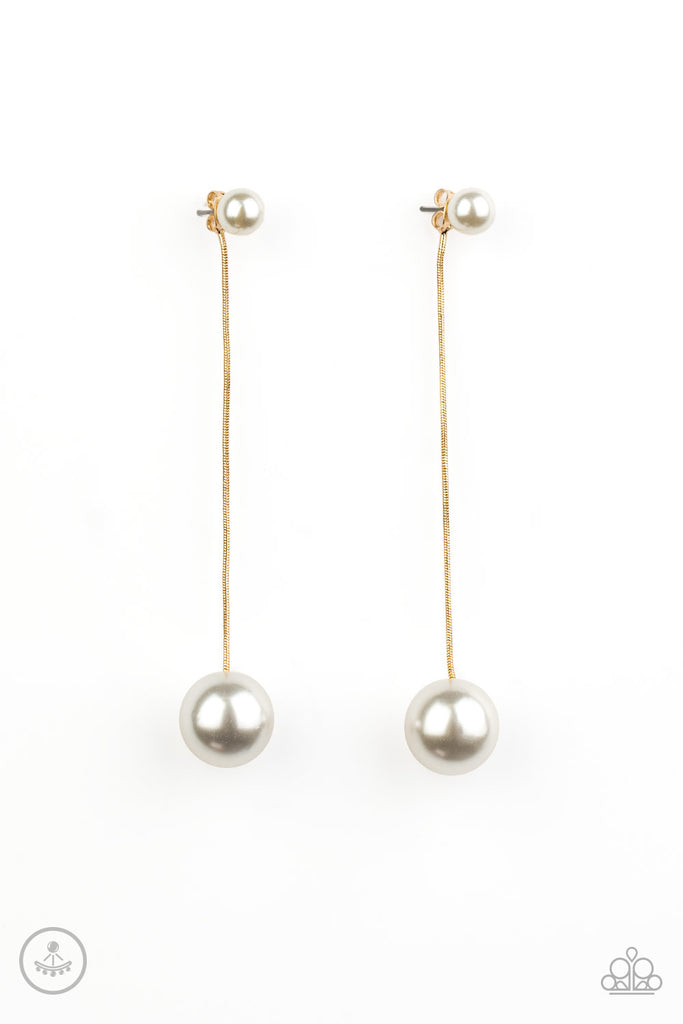 Extended Elegance - Gold Pearl Earring Paparazzi