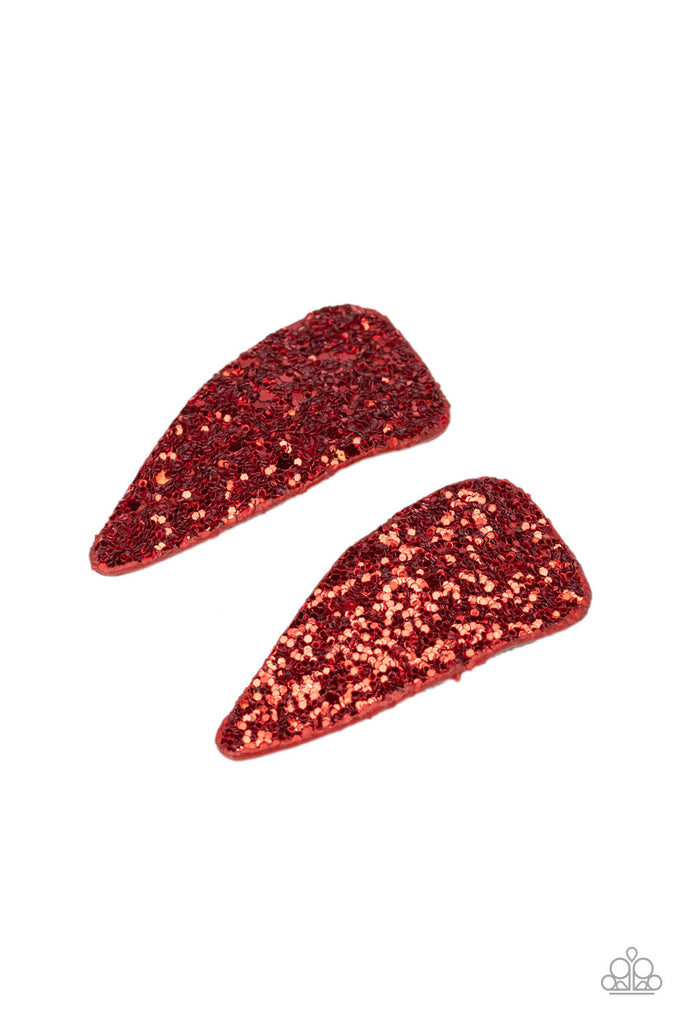 Squad Shimmer Hair Clip - Red-Paparazzi Accessories