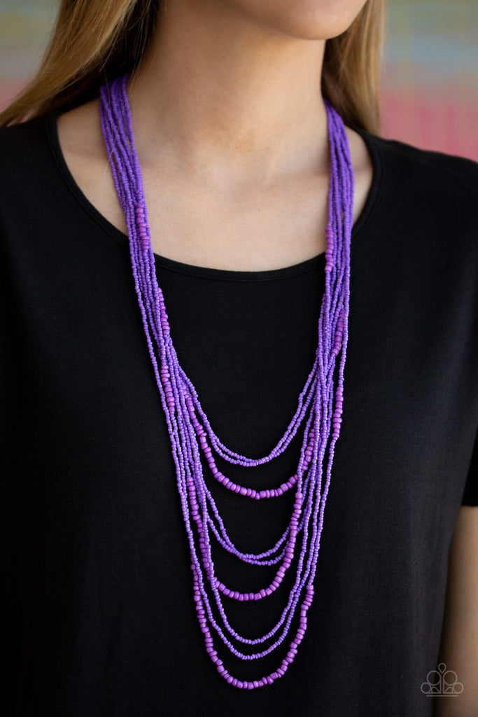 Totally Tonga - Purple Seed Bead Necklace Paparazzi 