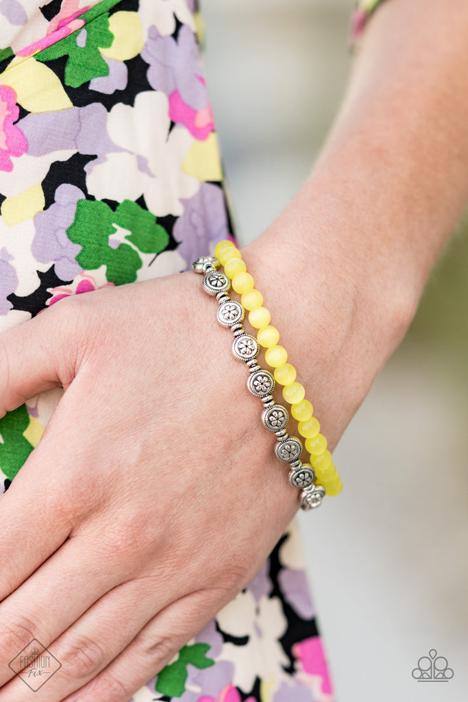 Dewy Dandelions - Yellow Bracelet- Paparazzi Accessories