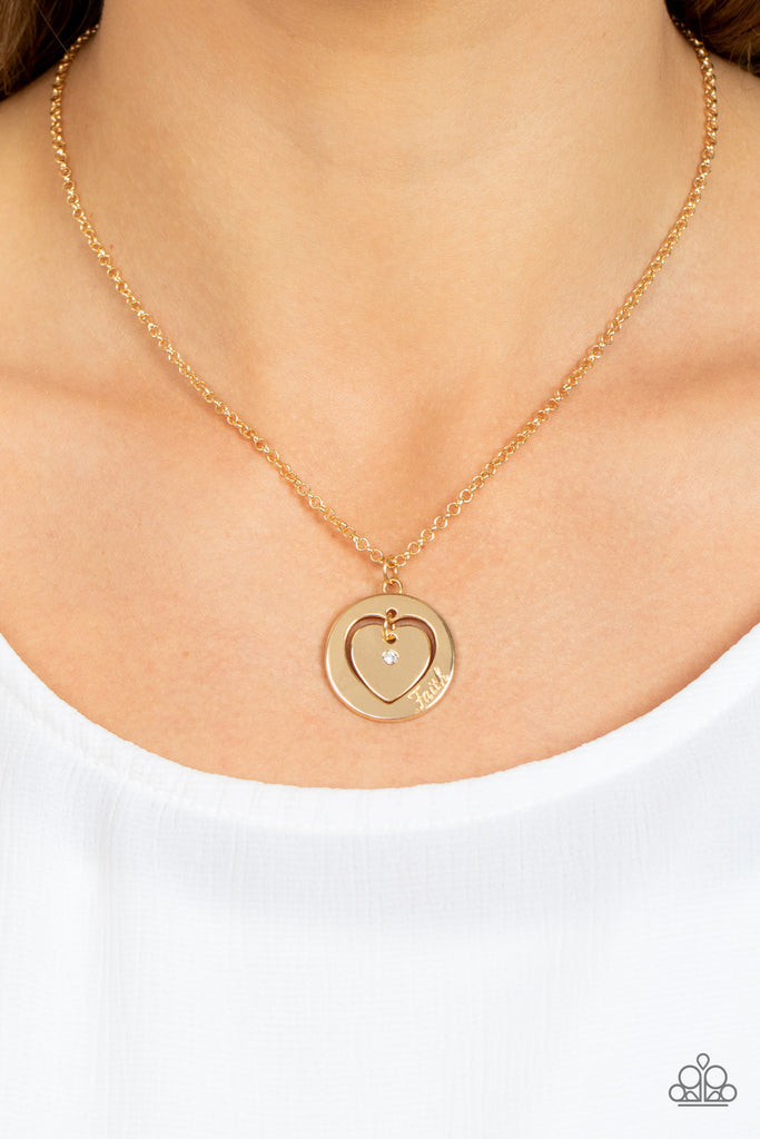 Heart Full of Faith - Gold Necklace Paparazzi Accessories