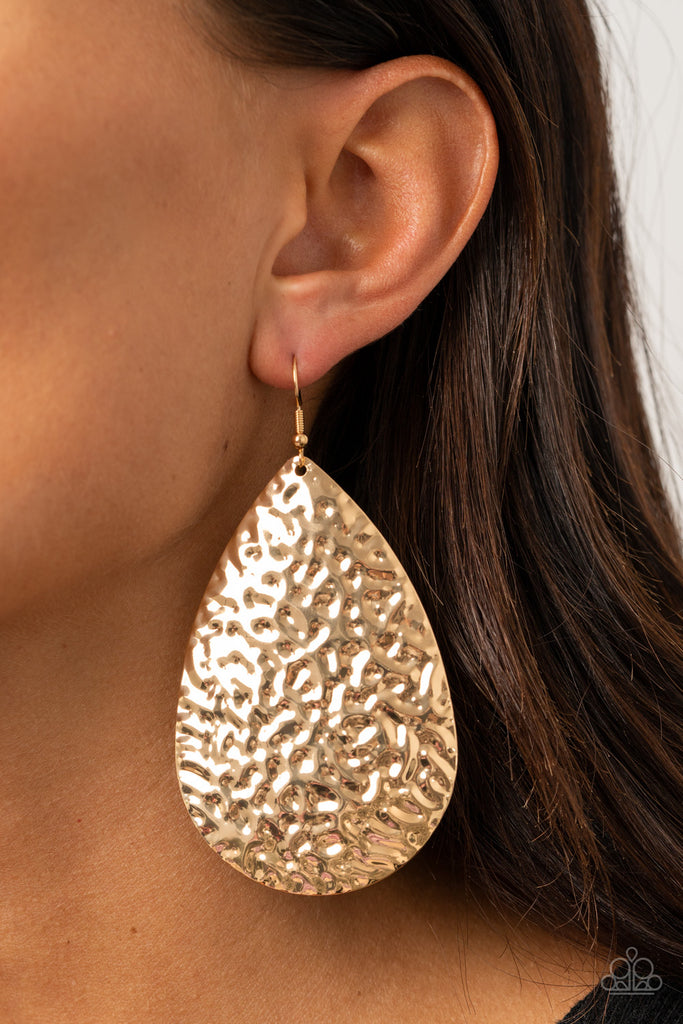 Metallic Mirrors - Gold Earring-Paparazzi Accessories