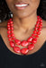 Beach Glam - Red Necklace-Paparazzi Accessories