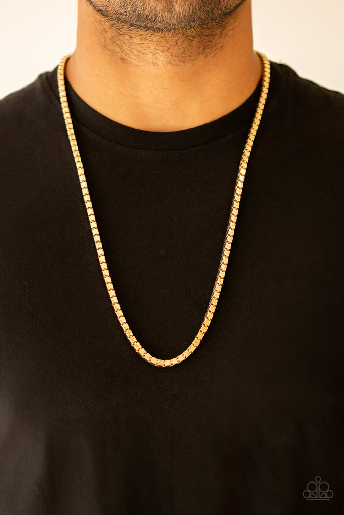Boxed In - Gold Necklace-Paparazzi Accessories