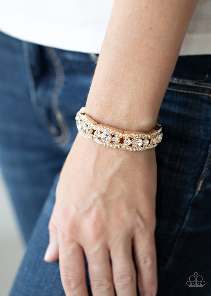 Easy On The ICE - Gold Bracelet-Paparazzi Accessories
