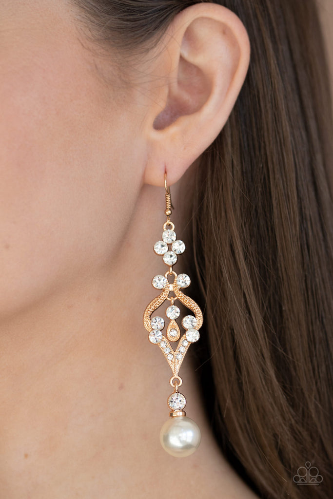 Elegantly Extravagant - Gold Earring Paparazzi